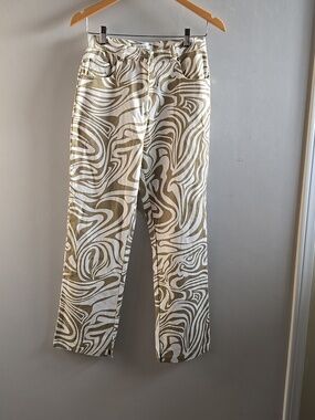 NWT De Base Cream and Tan Funky Pants Size XS